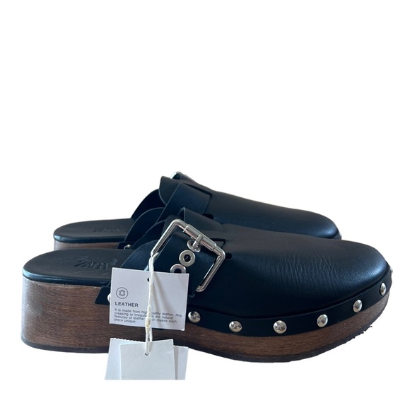 NWT ZARA black wooden clogs - Picture 2 of 7